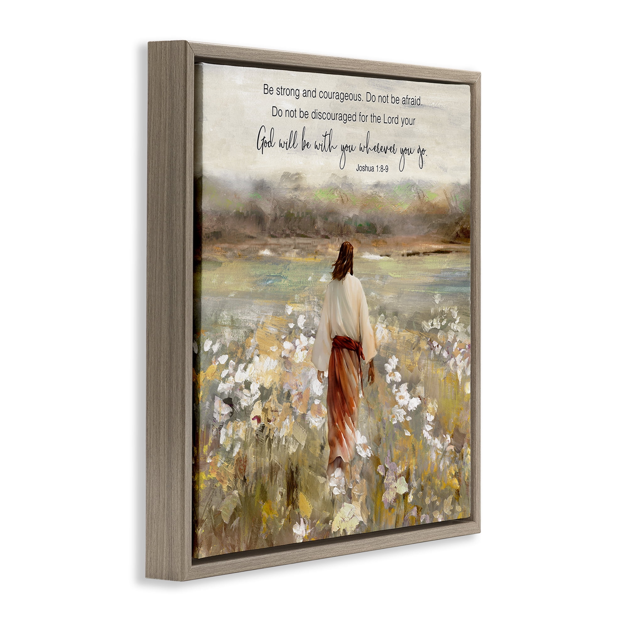 Stupell Industries God With You Wherever Brown Framed Floater Canvas Wall Art, design by Sally Swatland