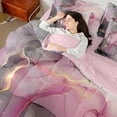 thumbnail image 4 of Castle Fairy Marble Watercolor 7-Piece Bedding Comforter Set,Grey Pink Golden King Bedding Sets,Stone Pattern Ultra Soft Bed Sheets,Breathable Stone Pattern Home Decor,Reversible, 4 of 8