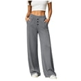 thumbnail image 4 of Yoga Pants for Women Elastic Waist Pocket Sport Wide Leg Pants Casual Solid Color Running Trousers, 4 of 7