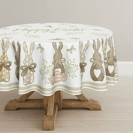 

Easter Tablecloth 70x70 Inch Round Spring Carrots Bunny Table Cover for Party Picnic Dinner Decor