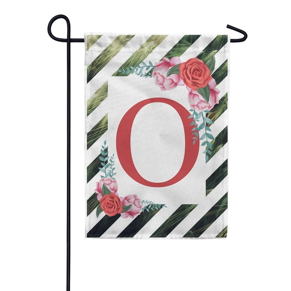 America Forever Spring Monogram Garden Flag Letter O 12.5 x 18 inches Double Sided Vertical Outdoor, Yard, Lawn, with Beautiful Bright Flowers, Floral Wreath, Rose, Summer Flowers Garden Flag