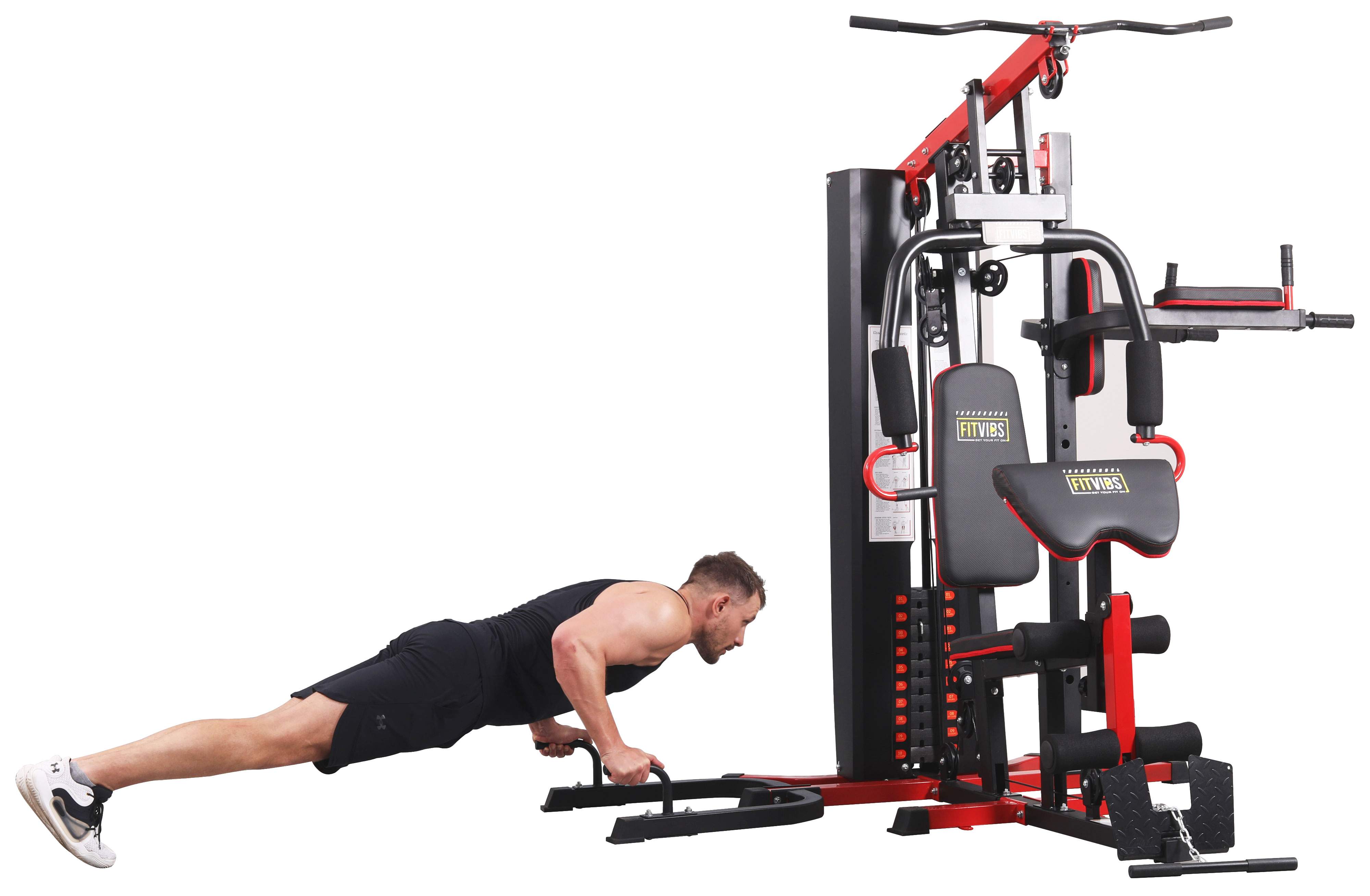 Fitvids LX900 Home Gym System Workout Station with 330 Lbs of Resistance, 122.5 Lbs Weight Stack, Three Station, Comes with Installation Instruction Video, Ships in 7 Boxes - image 4 of 13