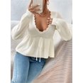 thumbnail image 6 of Womens Long Sleeve Slimming Sweater Casual V Neck Collared Knit Jumper Tops White L, 6 of 8