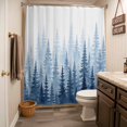 thumbnail image 3 of Blue Forest Shower Curtain - Water Repellent Fabric Shower Curtains Washable, Blue Ombre Trees Watercolor Pine-Trees Decorative Polyester Cloth Bathroom Curtains Modern Bath Decor 72"x72", 3 of 8