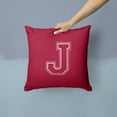 thumbnail image 2 of Letter J Initial Monogram - Maroon and White Fabric Decorative Pillow, 2 of 4