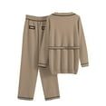 thumbnail image 4 of Lindreshi Womens 2 Piece Outfit Fall 2023 Women Long Sleeved Knitted Cardigan Add Wide Leg Pants with A Bow Tie with Pockets Suit, 4 of 7