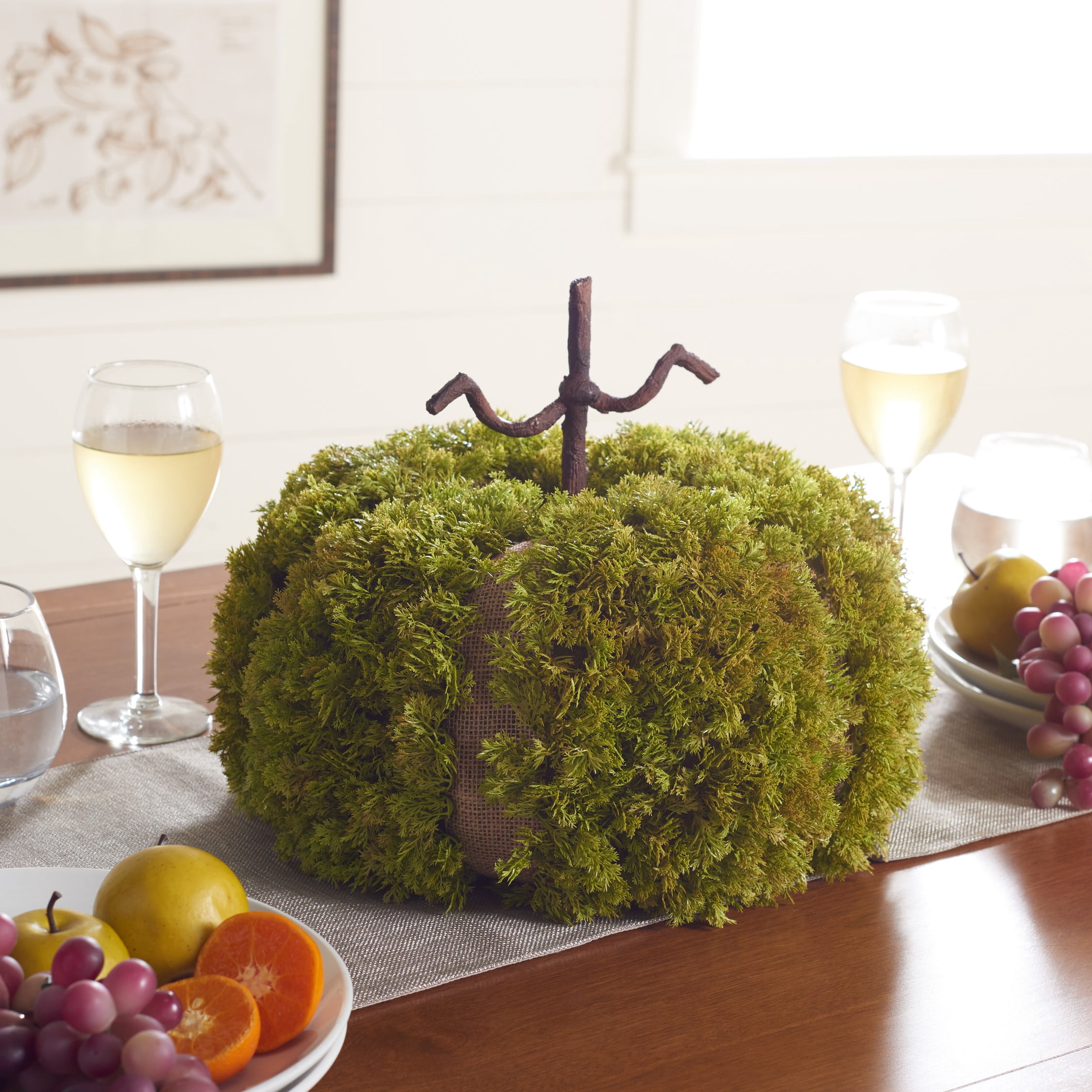 SAFAVIEH Faux 15 Inch Moss Pumpkin, Green
