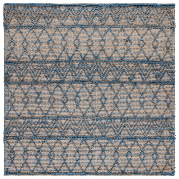 SAFAVIEH Natural Fiber Tayler Geometric Area Rug, Blue/Natural, 6' x 6' Square