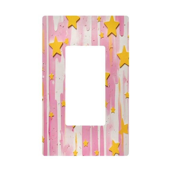 Yayeee Rocker Switch Wall Plate 1-Gang 4.6"x2.9" Home Decorative Outlet Cover, Flat Yellow Stars