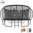 thumbnail image 1 of YORIN Trampoline pour Enfants de 8 à 9 Ans, Trampoline de 15 Pi pour Adultes avec Filet de Protection, Panier de Basketball, Échelle, Capacité de Poids de 1500 Lb, Trampoline Récréatif Extérieur, Trampoline Robuste, 1 of 7