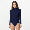thumbnail image 2 of OAUP Turtle Neck Long Sleeve Bodysuit Women Ribbed Tummy Control Jumpsuit Curvy Rompers Black, 2 of 6