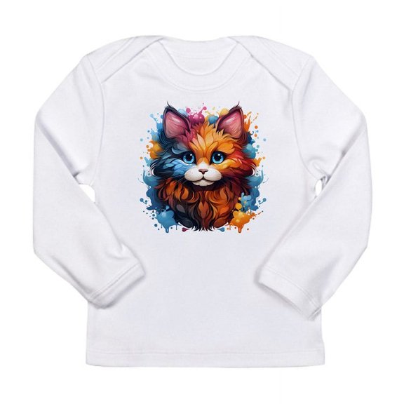 CafePress - Cute Cat Watercolor Long Sleeve T Shirt - Long Sleeve Infant T-Shirt