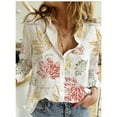 thumbnail image 1 of Tralilbee Nouvelle Chemise Élégante pour Navetteuses Dames Mode Polyvalente Décontractée à Revers à Manches Longues Haut Imprimé Coloré Chemise au Tempérament, 1 of 2