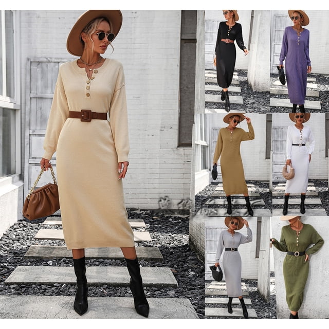 Suéter con botones para mujer, vestido de moda con temperamento para viajar diariamente, suéter para mujer