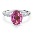 thumbnail image 3 of Gem Stone King 10K White Gold Pink Mystic Topaz and Lab Grown Diamond Engagement Ring for Women | 2.40 Cttw | Oval 9X7MM | Gemstone November Birthstone | Size 8, 3 of 6