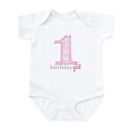 

CafePress - First Modern Birthday PINK Body Suit - Baby Light Bodysuit Size Newborn - 24 Months
