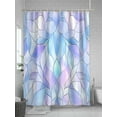 thumbnail image 5 of Fsddascl Stained Glass Shower Curtain Set - 60" x 72" Washable Bathtub Curtain with 12 Hooks, Blue Purple Floral Geometric Waterproof Fabric Stall Shower Curtains for Bathroom/Bathtub Décor, 5 of 6