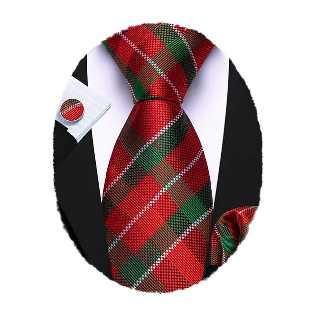 Juego de corbata Barry.Wang a cuadros para hombre con pañuelo