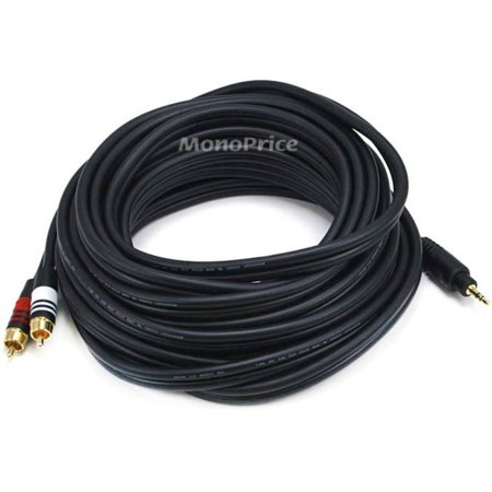 UPC: 0844660056010 | Monoprice Audio Cable – 25 feet – Black Premium Stereo Male to 2 RCA Male 22AWG  Gold Plated
