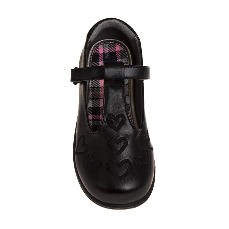 French Toast Little Kids Girls' T-Strap Faux Leather Hook & Loop School Shoes - Black, 3