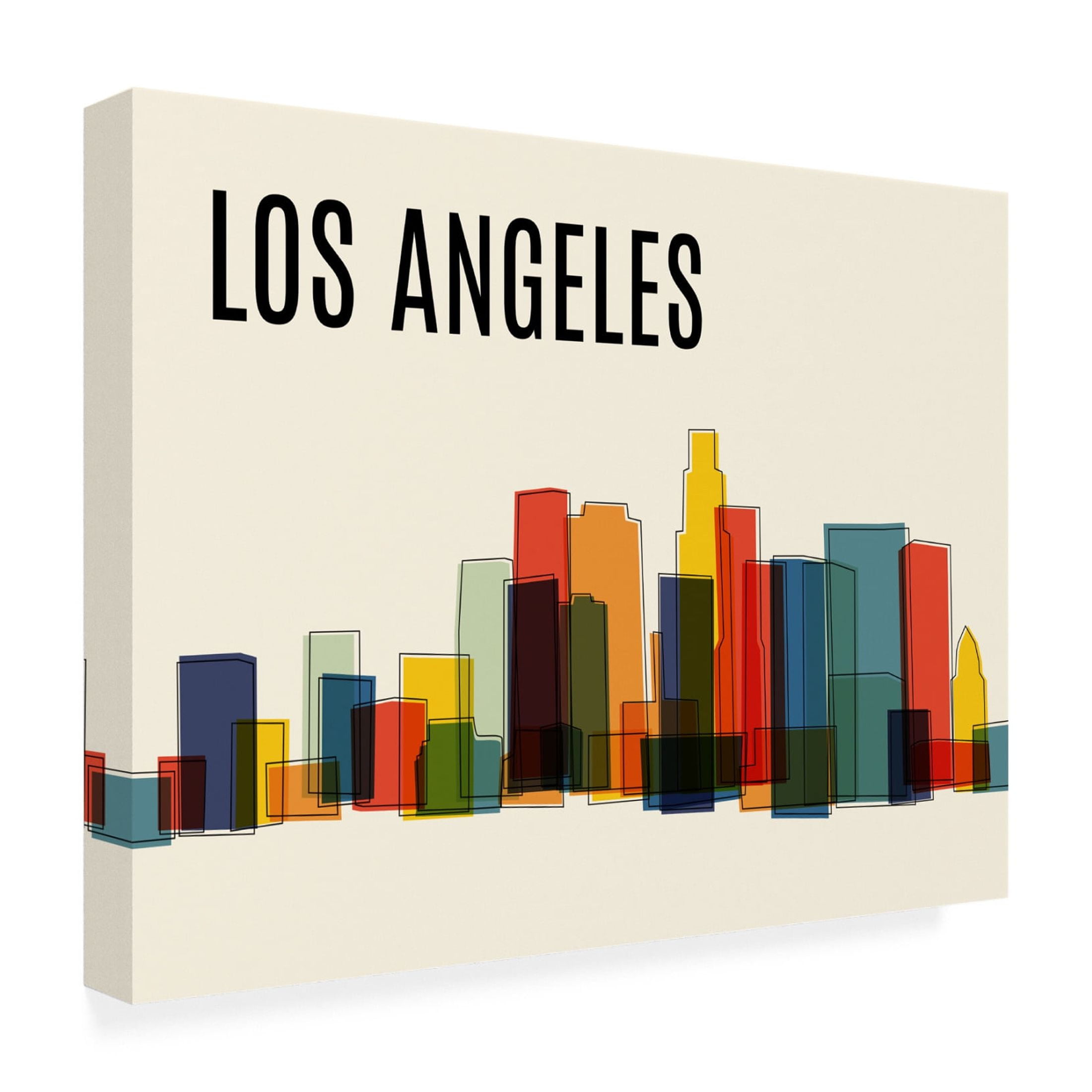 Canvas Wall Art - Tom Quartermaine 'Los Angeles Mid Century Modern Cityscape' Wall Art for Living Room, Bedroom, or Office Décor by Trademark Fine Art - 19 x 14 Inches
