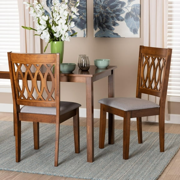 Baxton Studio Florencia Modern Grey Fabric and Walnut Brown Finished Wood 2-Piece Dining Chair Set