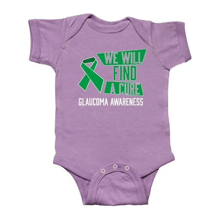 

Inktastic We Will Find a Cure Glaucoma Awareness Green Ribbon Gift Baby Boy or Baby Girl Bodysuit