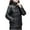 Black, variant on Women's Fashion Down Jacket Solid Color Long Sleeve Thickened Cotton Coat Regular Soft Shell Waterproof Cotton Jackets Short Stand Collar Full Zipper Winter Outwear with Pockets