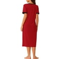 thumbnail image 3 of Camisón de noche de mujer INSPIRE CHIC con cuello en V, abertura lateral, manga corta, camisón largo con bolsillos, S, rojo, 3 of 6