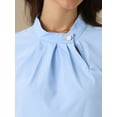 thumbnail image 5 of DARING DIVA Women's Stand Collar Ruched 3/4 Sleeve Blouses XS Blue, 5 of 6