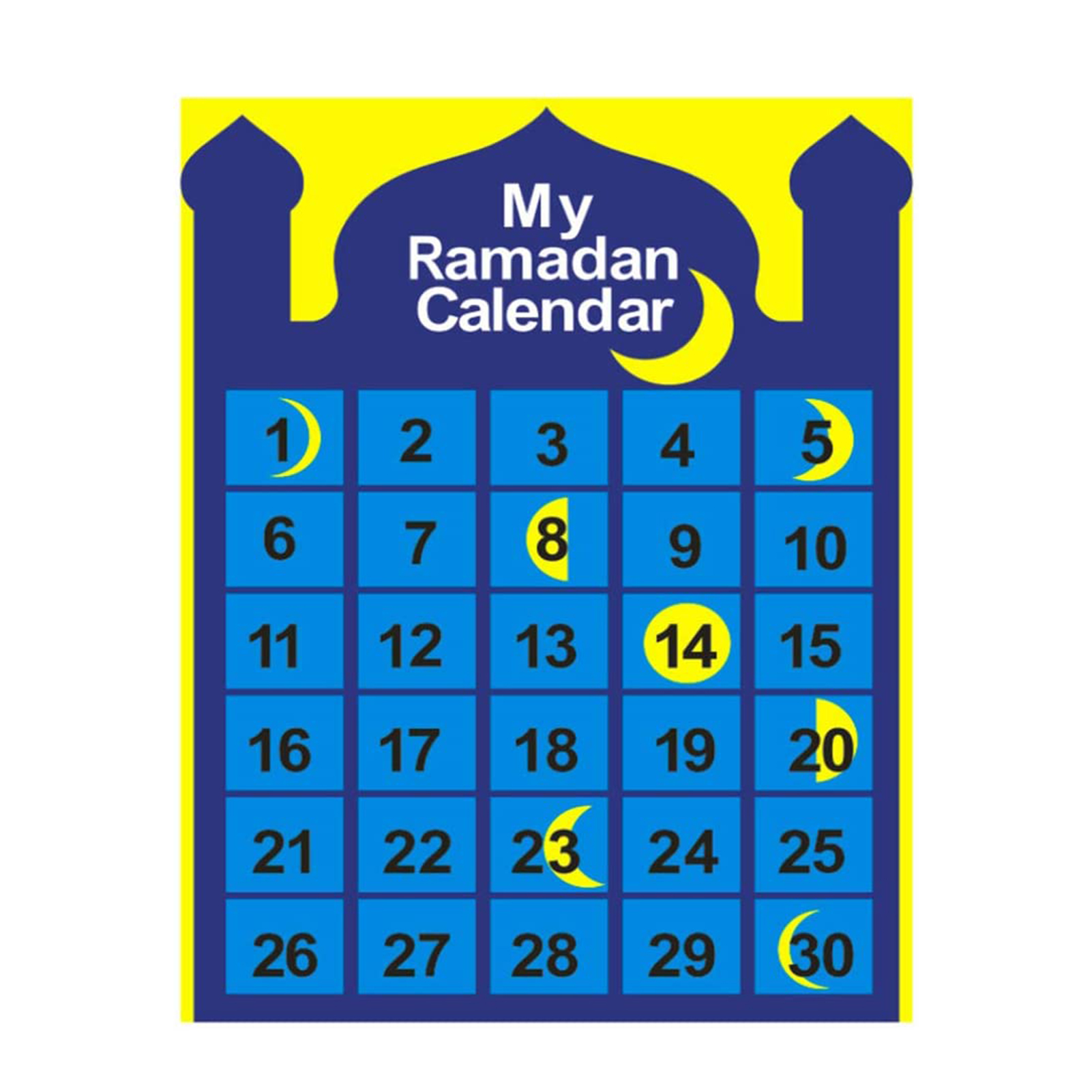 MACLARONX Ramadan Calendar Eid Mubarak Hanging Countdown Calendar Advent Calendar 2021 Tracker Date Eid Gift Ramadan Decor with 30 Stars for Kids
