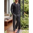 thumbnail image 3 of Airmenty Men's Pajama Set Long Sleeve V-Neck Lightweight Sleepwear Shirts and Bottoms Soft Comfy 2 Piece Pjs Loungewear with Pockets S-2XL, 3 of 5