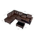 thumbnail image 2 of Kayto Inc 97" Modern And Contemporary Fabric 3-Piece Sectional Sofa With Storage Ottoman Brown, 2 of 5