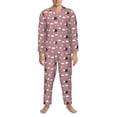 thumbnail image 3 of Honeii Cute Calf Pattern Mens Pajamas Set,2pcs Men's Lounge Long Sleeve Sleep Shirt and Pajama Bottoms Sleepwear Set,Mens Pjs Sets-Medium, 3 of 7