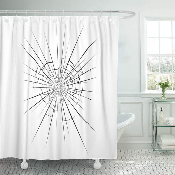 YUSDECOR Fracture Break Crack Broken Glass Cracked Screen Fissure Repair Bathroom Decor Bath Shower Curtain 66x72 inch