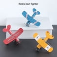 thumbnail image 3 of Adorno colgante de avión de 3 piezas, decoración retro, modelo de avión de hierro para coche, escritorio, amarillo, rojo y azul., 3 of 10