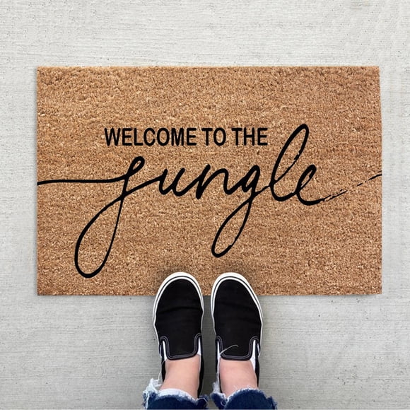 Etsjal Paillasson Drôle Bienvenue dans la Jungle Vert Feuille Décoration Maison Extérieur Tapis de Bienvenue Sois Gentil Ou Feuille Paillasson Fleur