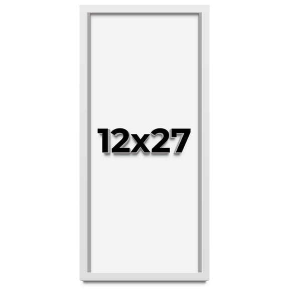 12x27 Shadow Box Frame White | 1 Inches Deep Real Wood Contemporary Shadowbox Display Frame | UV