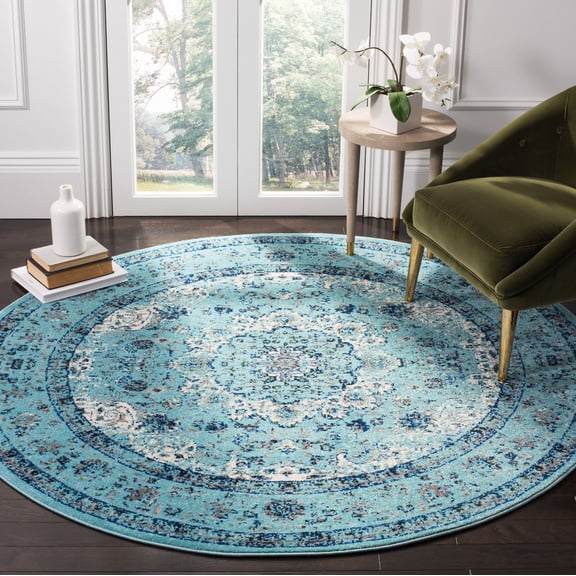 Safavieh Evoke Teale Bordered Area Rug, Light Blue, 9' x 9' Round