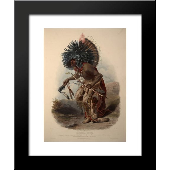 Pehriska-Ruhpa, Minatarre Warrior in the Costume of the Dog Dance, plate 23 from Volume 2 of 'Travels in the Interior of North America' 20x24 Framed Art Print by Karl Bodmer