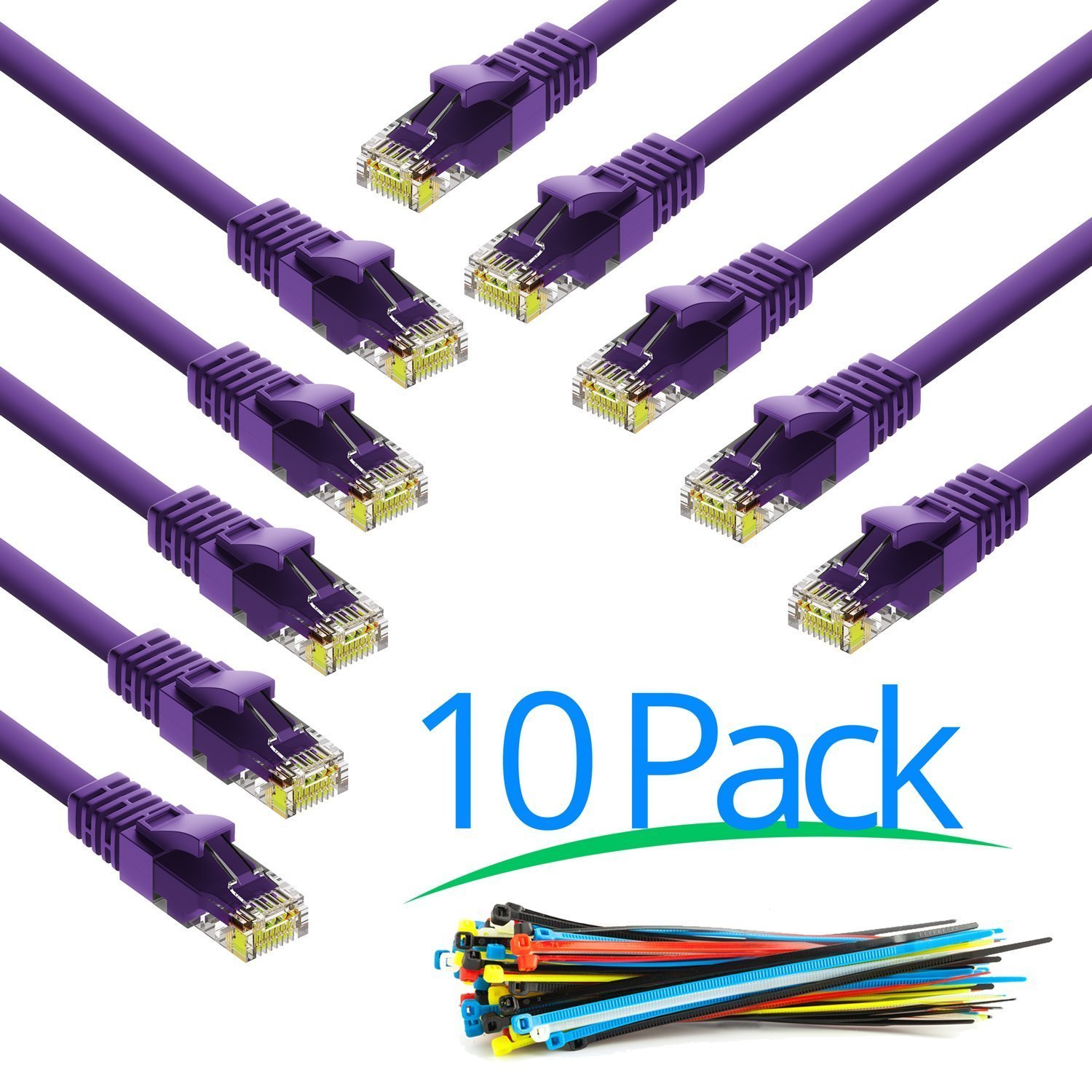Cat6 Cable 20 Feet Cord 10 Pack RJ45 Gigabit Cat6e Lan Cable With Snagless