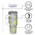 thumbnail image 4 of 40oz Tumbler with Handle and Straw, Vacuum Insulated Stainless Steel Travel Mug, Fits Car Cup Holder, Daisy Floral Print, 4 of 6