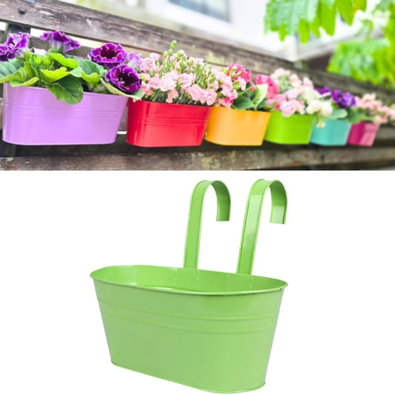 Outdoor Hanging Planter Box 11 " Metal Iron Window Box Flower Pot Deck Railings Balcony Fence Rail Porch Home Garden Decor