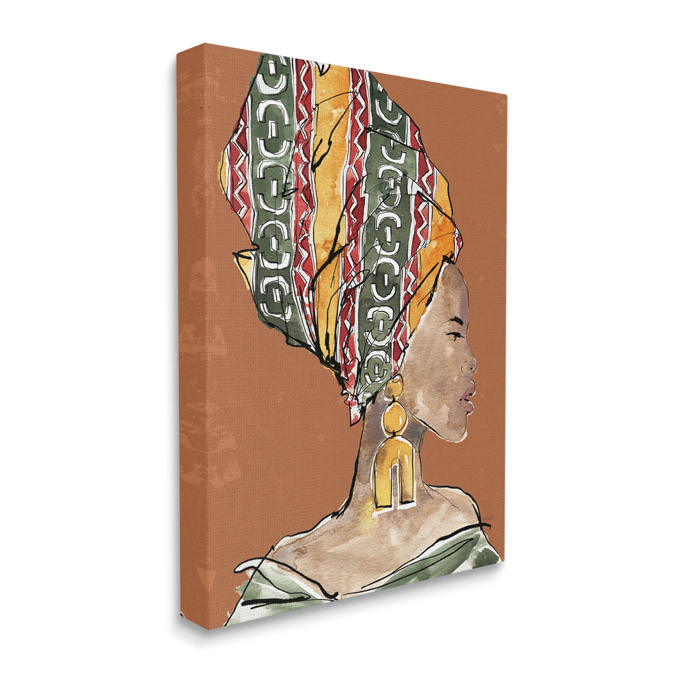 Stupell Industries African Flair Earthy Portrait Graphic Art Gallery Wrapped Canvas Print Wall Art, Design by Anne Tavoletti