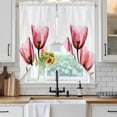 thumbnail image 4 of Pink Tulip Kitchen Window Curtains, Swag Curtains Valance for Bedroom Living Room Bathroom, Modern Blossom Pastel White Floral Petal Rod Pocket Window Treatment Curtain Block Drapes 2 Panels 28"x36", 4 of 9