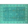 thumbnail image 1 of Ahgly Company Indoor Rectangle Oriental Turquoise Blue Traditional Area Rugs, 7' x 10', 1 of 4