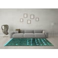 thumbnail image 3 of Ahgly Company Machine Washable Indoor Rectangle Oriental Turquoise Blue Industrial Area Rugs, 7' x 10', 3 of 4