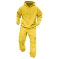 thumbnail image 5 of Blekii Mens Fleece Lined Sweatsuit Set, Men's Solid Color Sweatshirt & Sweatpants Set, Long Sleeve Hoodie & Jogger Pants, Casual Lounge Wear for Fall Winter, Fleece Lined Hoodie And Pants Loungewear, 5 of 9