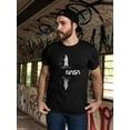 thumbnail image 2 of NASA Mens Graphic Tee Black - Space White Mirror Rocket 100% Cotton Regular Fit, 2 of 4