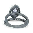 thumbnail image 3 of Black Tone, Simulated Cubic Zirconia Size-7 Two Piece Halo Marquise Art Deco Wedding Engagement Bridal Ring 925 Sterling Silver, 3 of 7